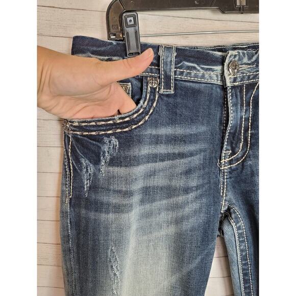 MISS ME BOOT CUT JEANS W EMBROIDERED POCKETS, SZ 30x29 inseam - Picture 5 of 16